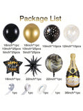 2026 New Year Balloon Garland 130 pcs Black Gold with Bottle Foil