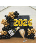2026 New Year Balloons Black & Gold Foil Balloon for NYE Party Decor