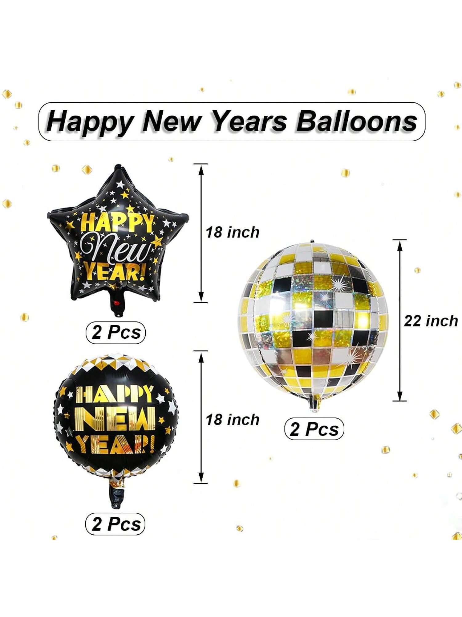 Happy New Year Balloon Set with Disco Balloons and 2026 NYE Decor