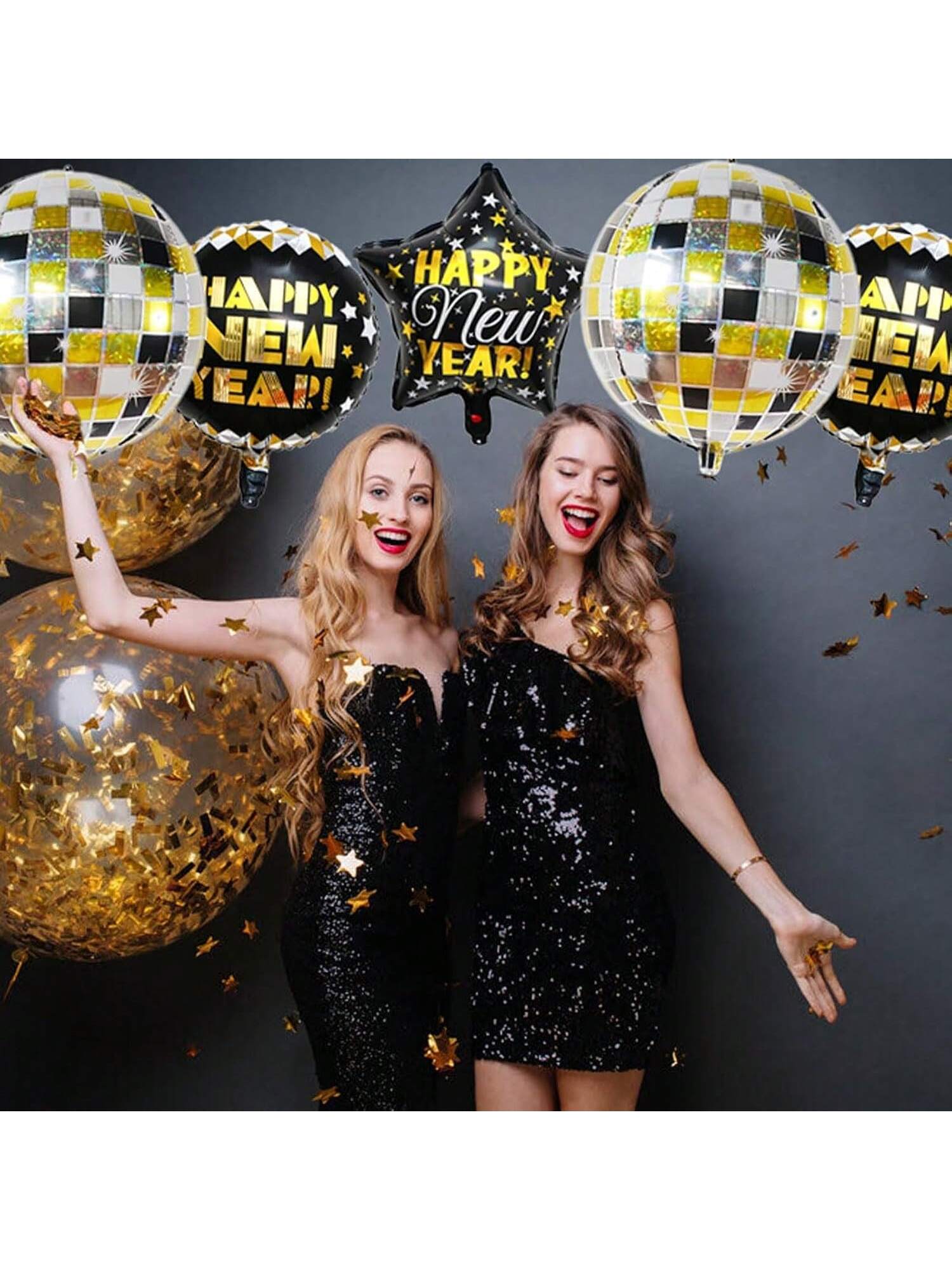 Happy New Year Balloon Set with Disco Balloons and 2026 NYE Decor