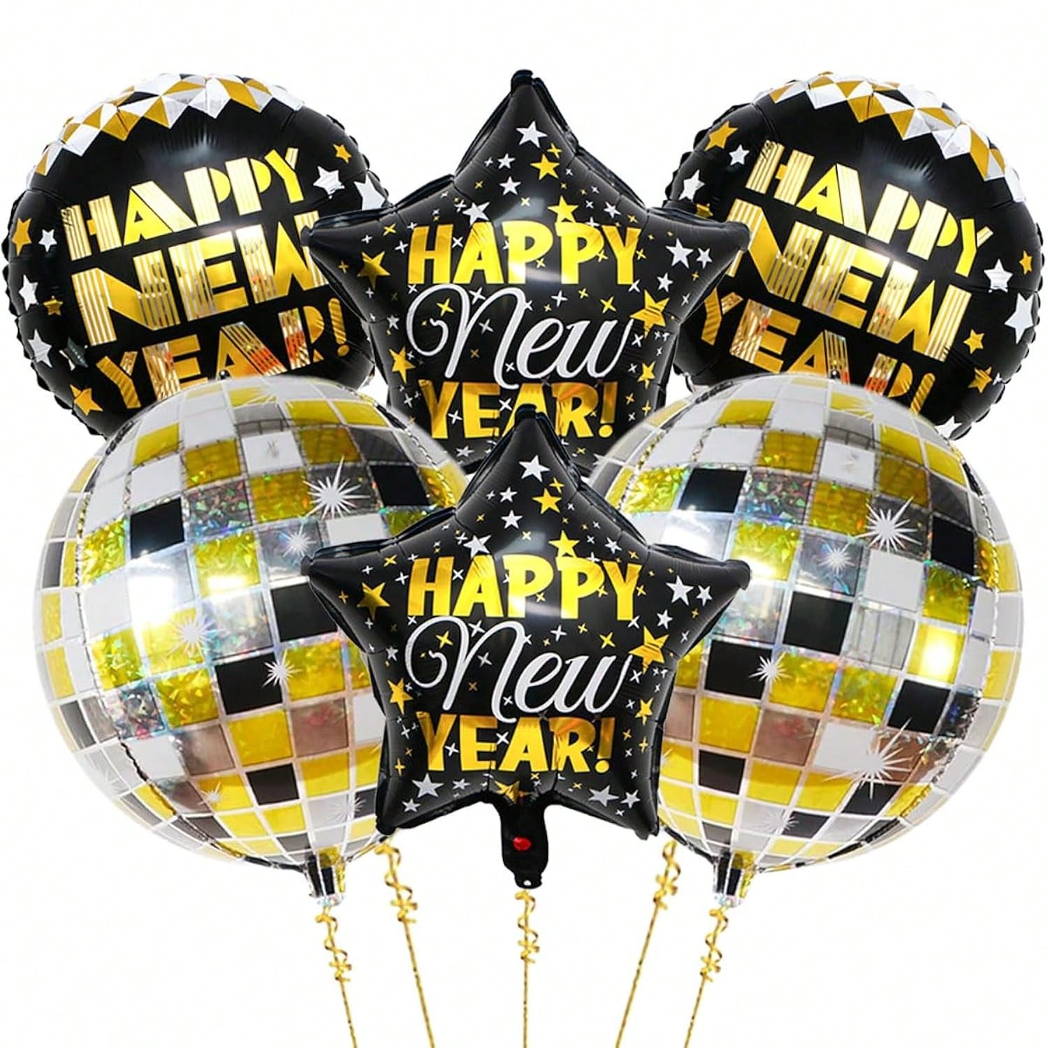 Happy New Year Balloon Set with Disco Balloons and 2026 NYE Decor