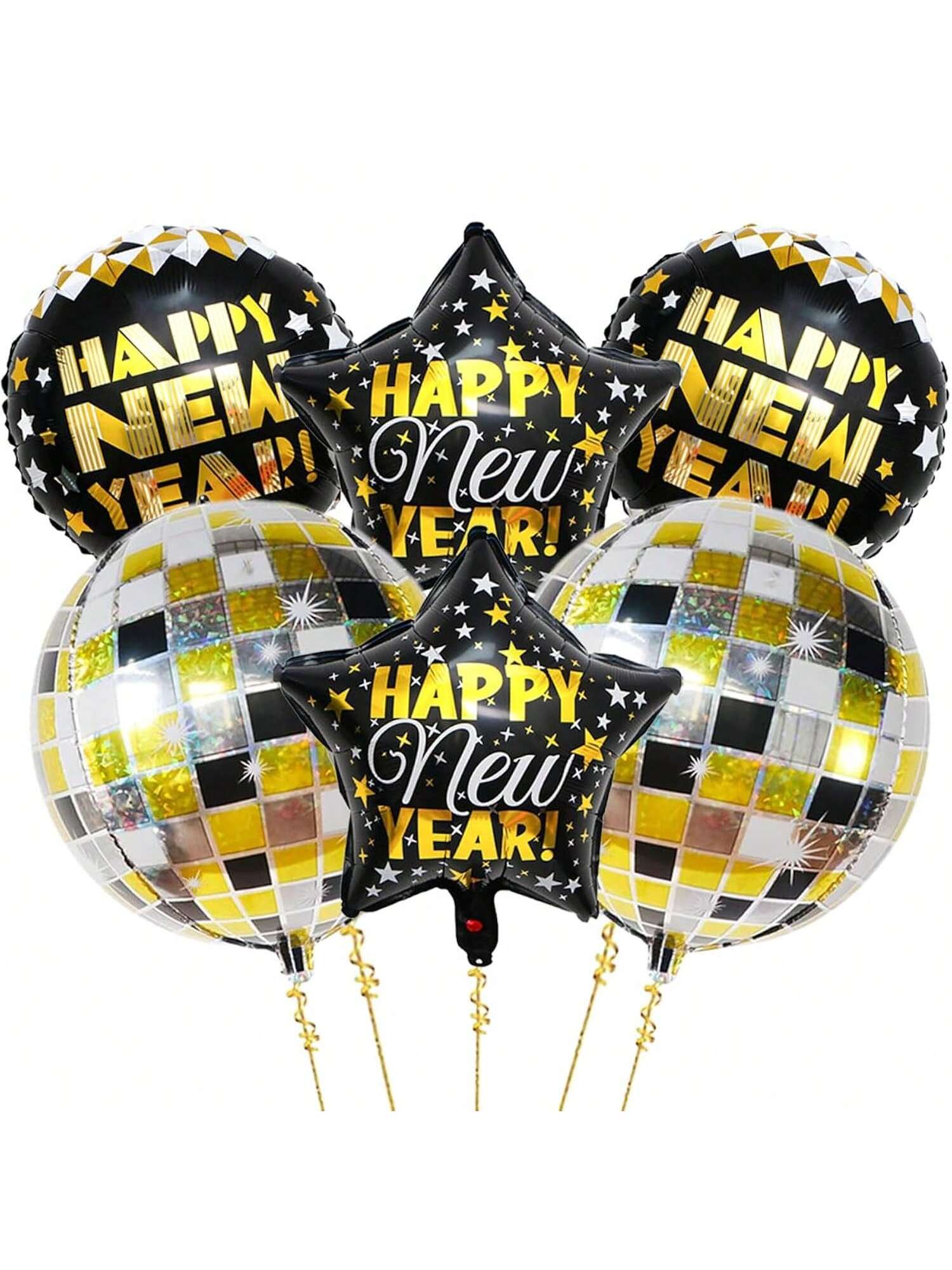 Happy New Year Balloon Set with Disco Balloons and 2026 NYE Decor
