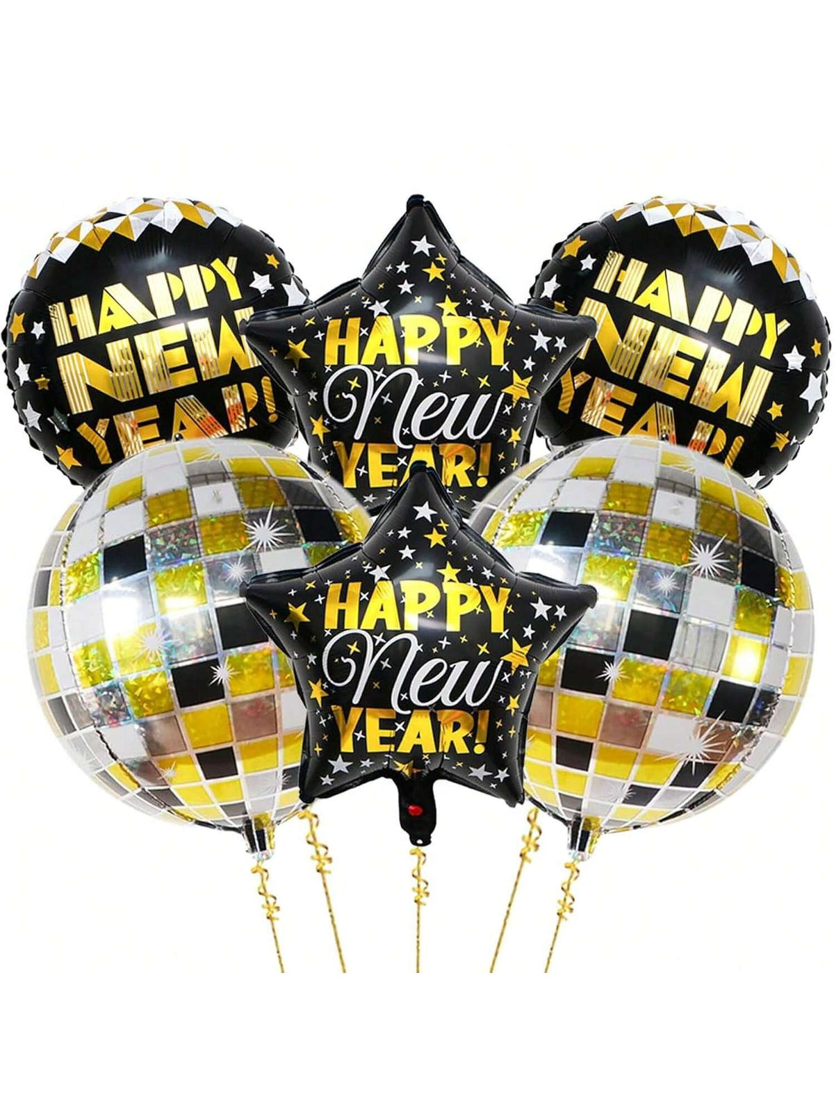 Happy New Year Balloon Set with Disco Balloons and 2026 NYE Decor