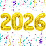 Gold 2026 Number Balloons for New Year Parties and Graduation Decor