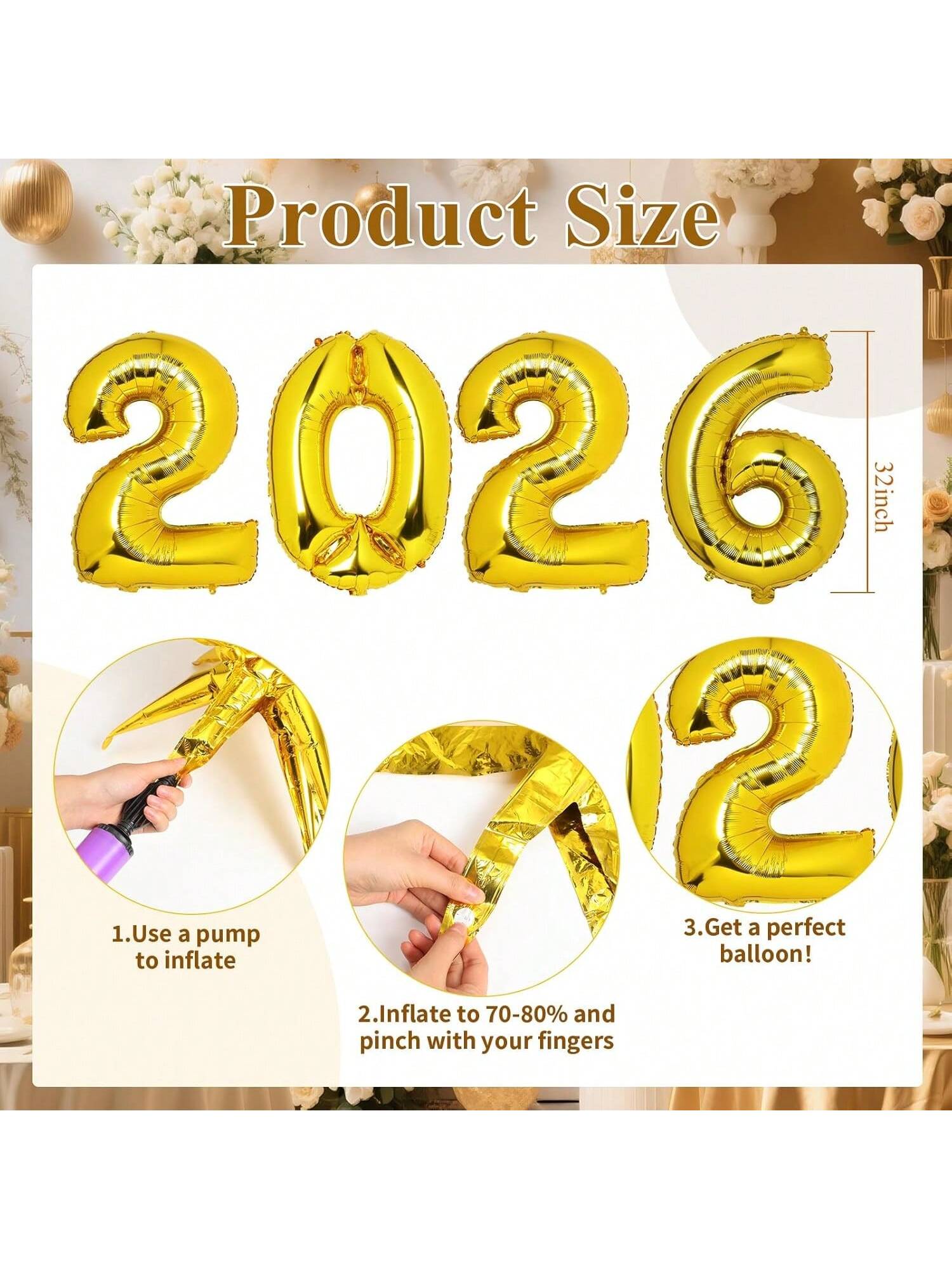 2026 Black And Gold Balloon Garland Arch Kit With 2026 Number Balloons For New Year's Eve, Back To School, Graduation, And Anniversary Decorations-