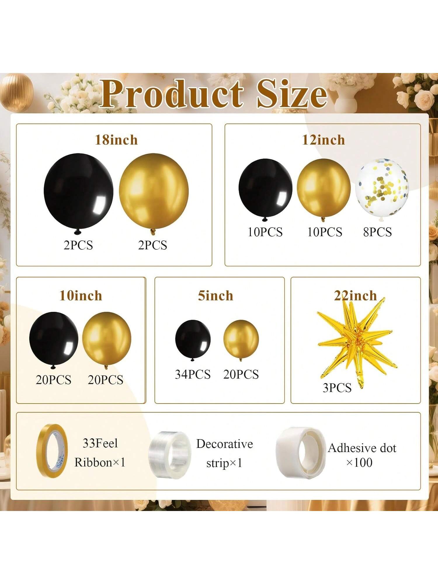 2026 Black And Gold Balloon Garland Arch Kit With 2026 Number Balloons For New Year's Eve, Back To School, Graduation, And Anniversary Decorations-