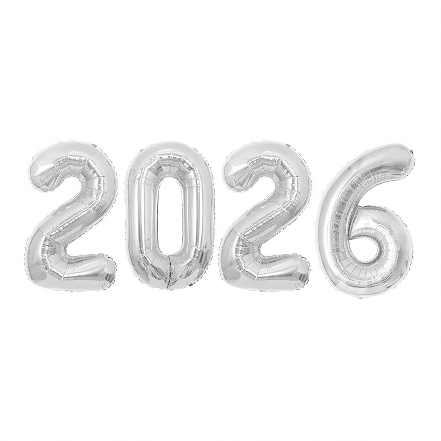 16 Inch Silver 2026 Foil Number Balloons for New Year and Party Decor