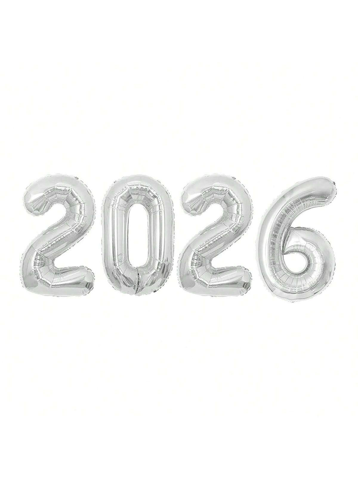 16 Inch Silver 2026 Foil Number Balloons for New Year and Party Decor