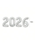 16 Inch Silver 2026 Foil Number Balloons for New Year and Party Decor