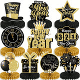 10PCS 2026 New Year Party Centerpieces Black Gold Table Toppers Decor