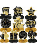 10PCS 2026 New Year Party Centerpieces Black Gold Table Toppers Decor