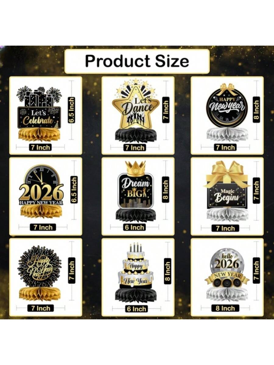 12pcs New Year's Eve Table Centerpieces for 2026 NYE Party Decorations