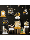 Happy New Year Party Bundle with Honeycomb Centerpieces & Table Toppers for NYE