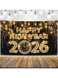 XL Happy New Year 2026 Banner 72x44" for NYE Party Backdrop & Decorations