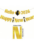 Sparkling Gold 2026 New Year Banner Hello 2026 for Party and Photo Decor