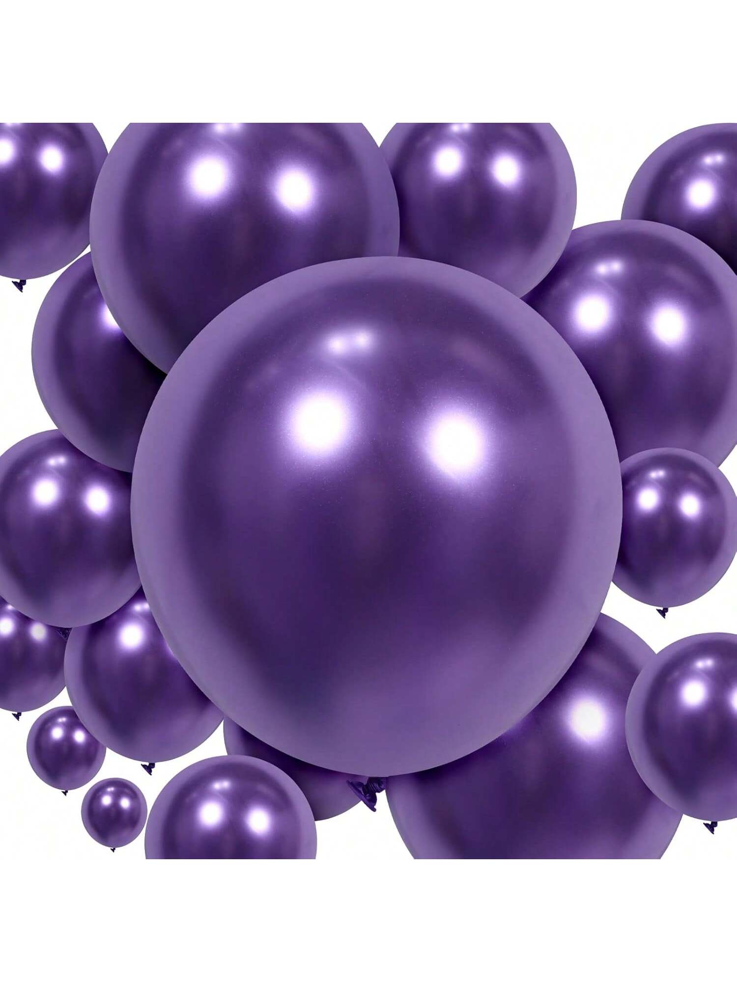 100PCS Metallic Purple Latex Balloon Kit in Various Sizes for Party Decor