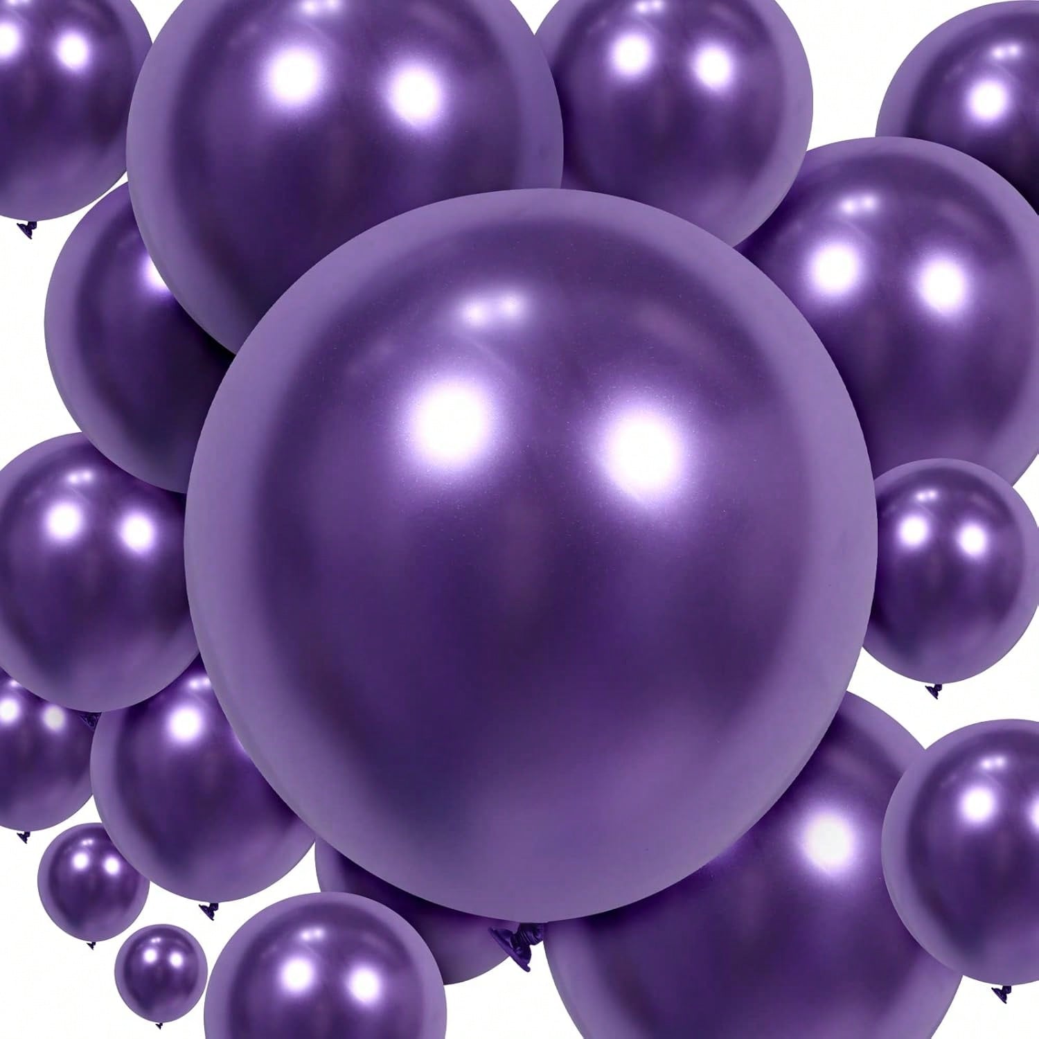 100PCS Metallic Purple Latex Balloon Kit in Various Sizes for Party Decor