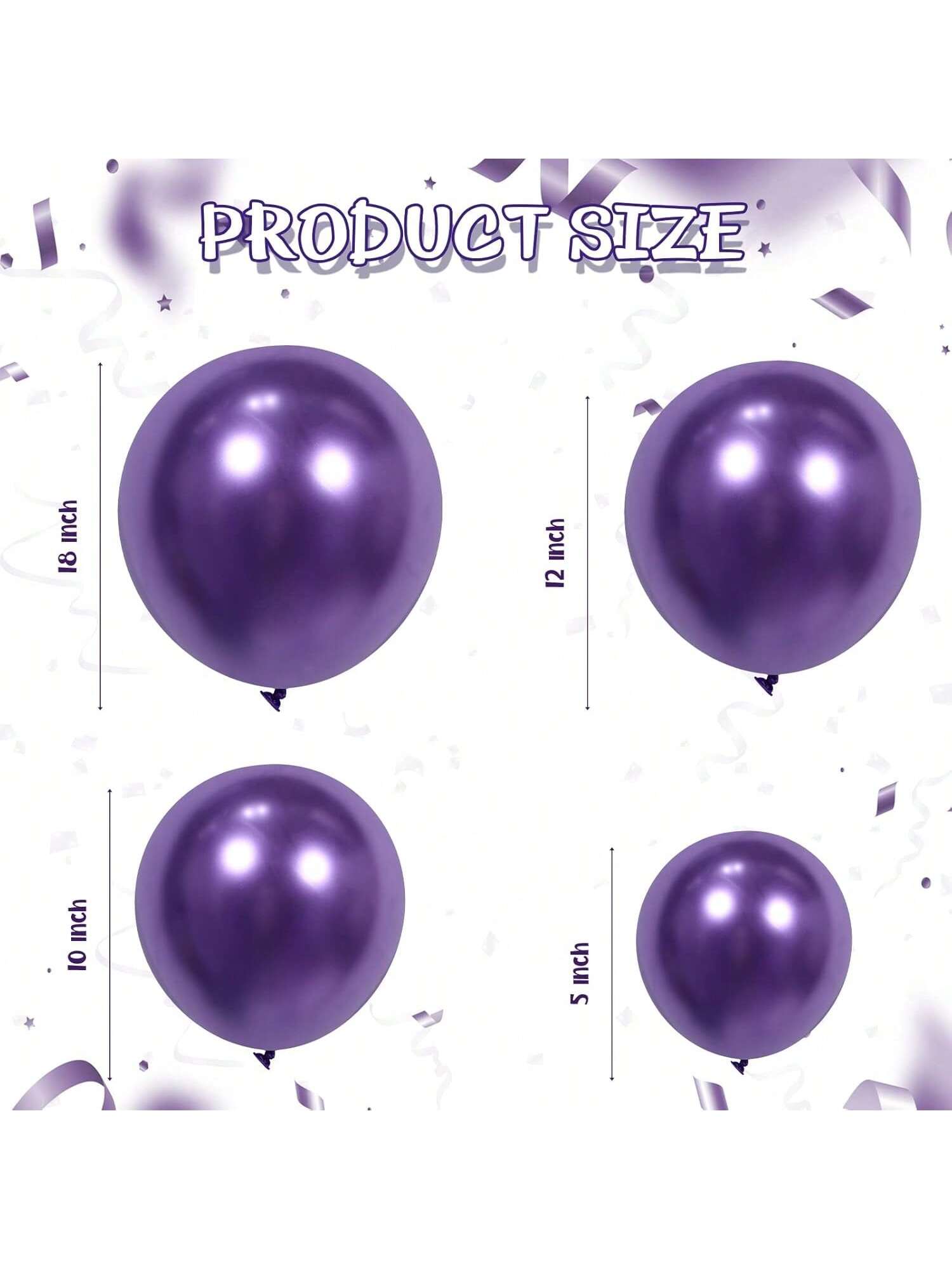 100PCS Metallic Purple Latex Balloon Kit in Various Sizes for Party Decor