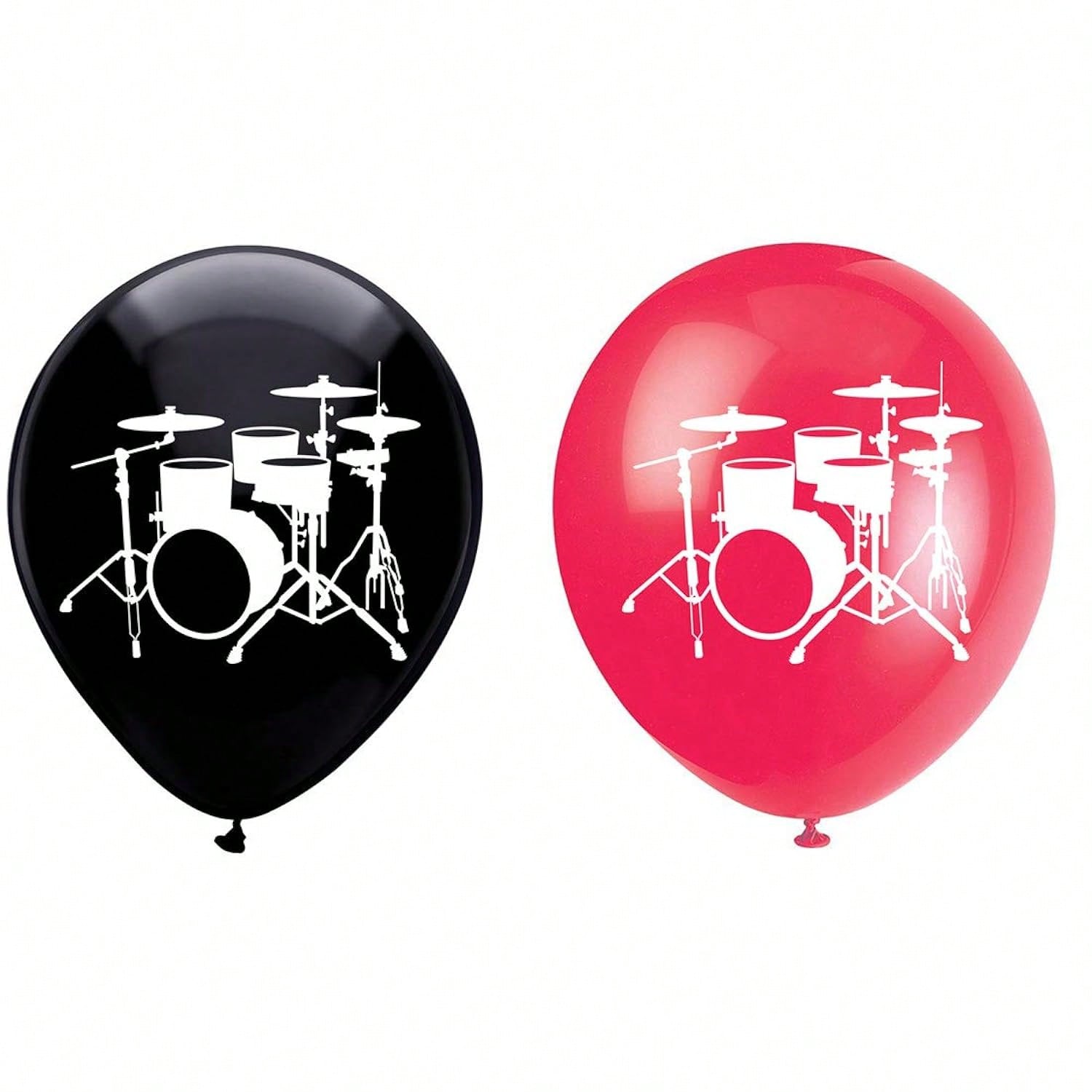 Music Party Balloons 16pcs Red & Black Drum Birthday Decor