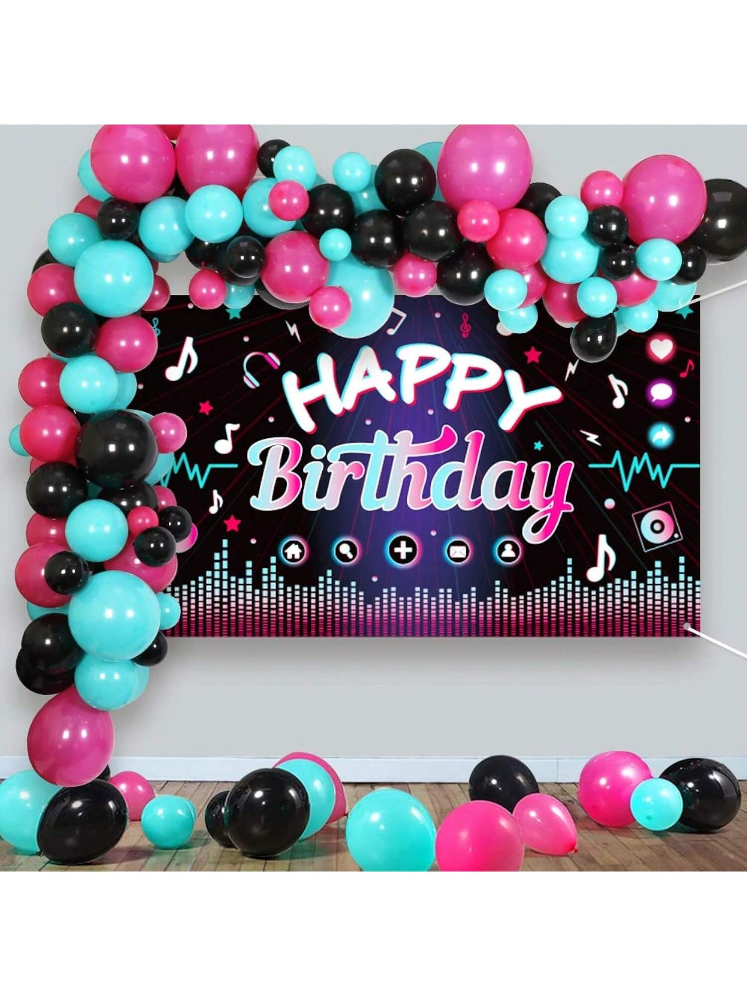 130 Pcs  Birthday Decorations, Music & Party Supplies, Balloons & Arch For Celebration