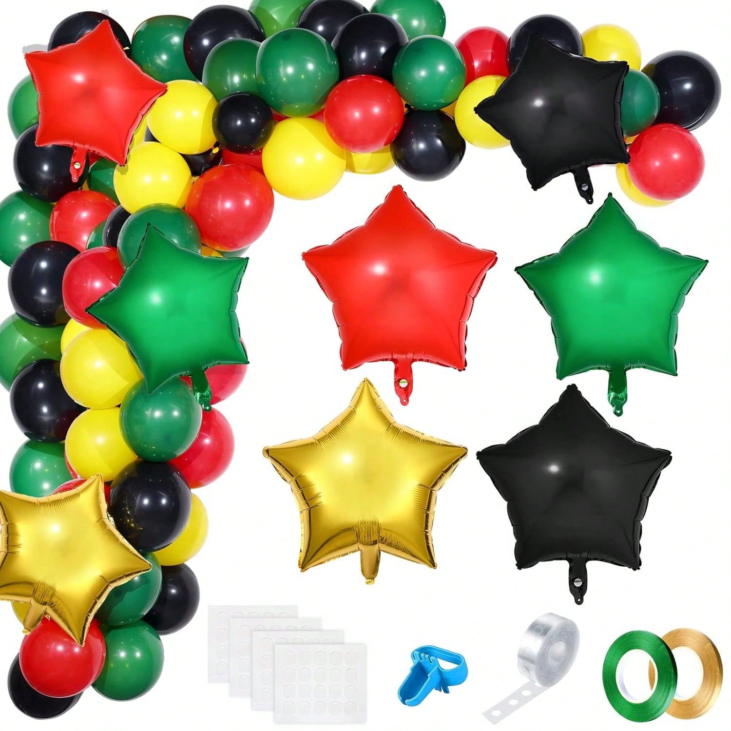 127Pc Black History Month Balloon Set Black Green Yellow Red Party Decor