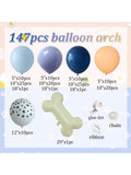 147PCS Blue Balloon Arch Kit with Dog Paw & Bone Foils for Puppy Parties