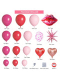 152PCS Valentine Balloon Arch Kit Pink Red Confetti Hearts Foil Decorations
