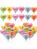 30Pc Valentine Heart Foil Balloons XOXO Be Mine Pink Love Decor
