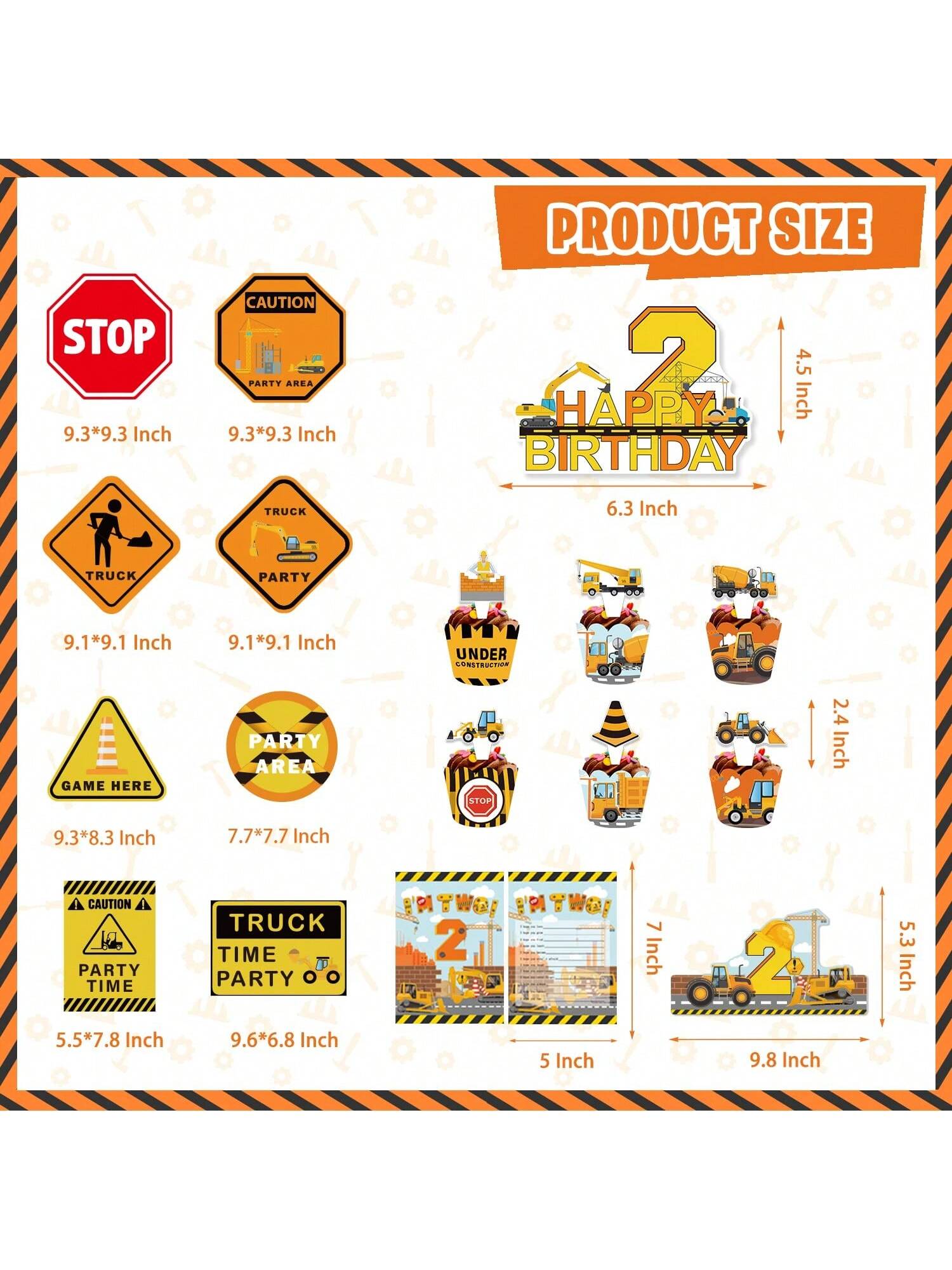 139PCS Construction Birthday Party Decor Dump Truck Set Boys Party Supplies