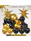 133pcs Gold & Black Balloon Garland with Starburst Mylar Balloons