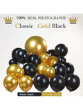 133pcs Gold & Black Balloon Garland with Starburst Mylar Balloons