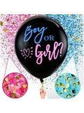Happyland 36" Jumbo Gender Reveal Confetti Balloon Black Latex Boy or Girl
