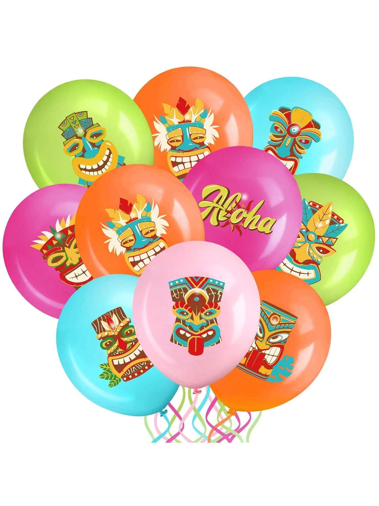 45pcs Hawaiian Tiki Balloons Kit 12 Inch Tropical Luau Party Decorations