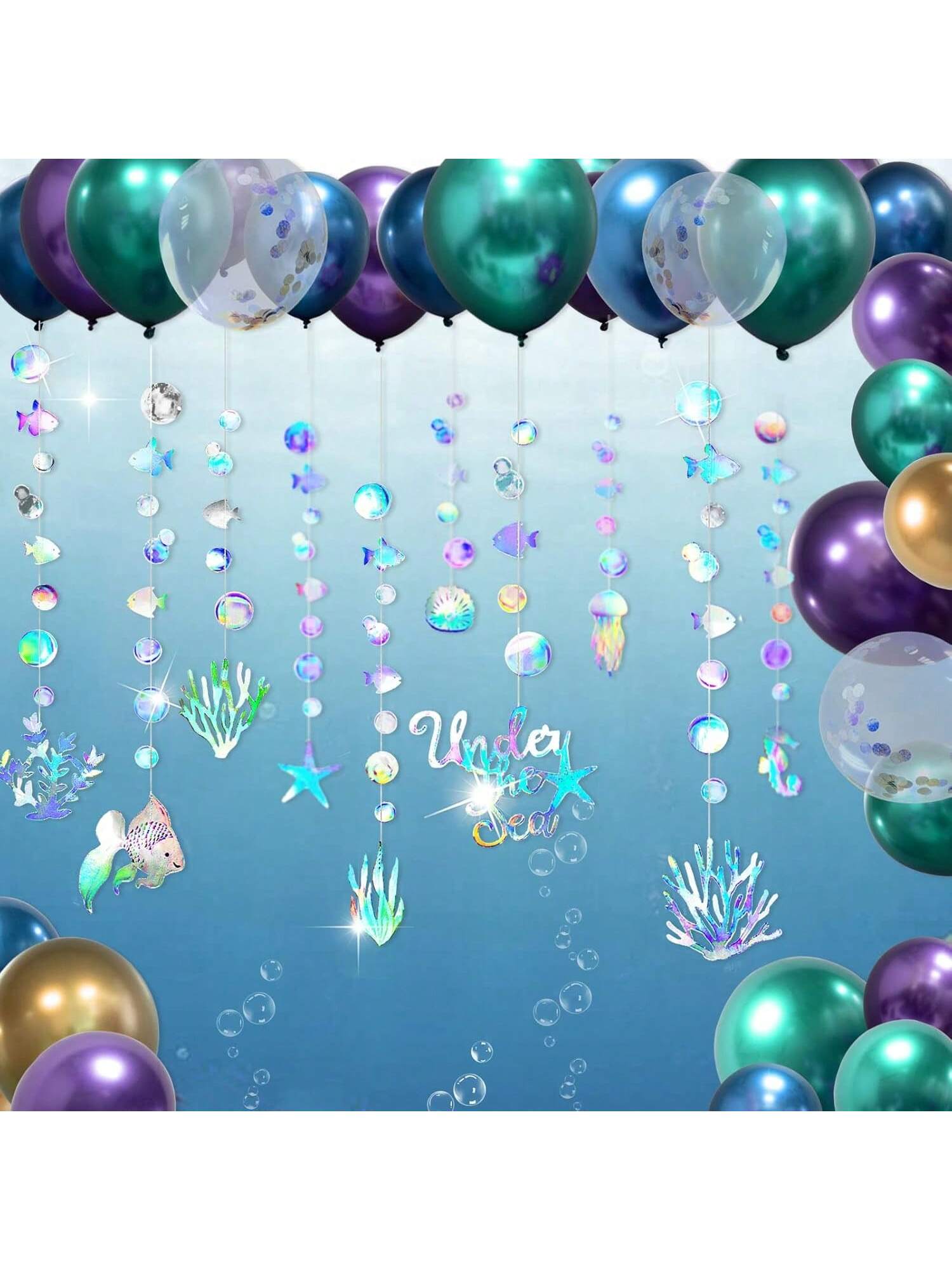 Iridescent Ocean Balloon Garland Mermaid Birthday Party Backdrop