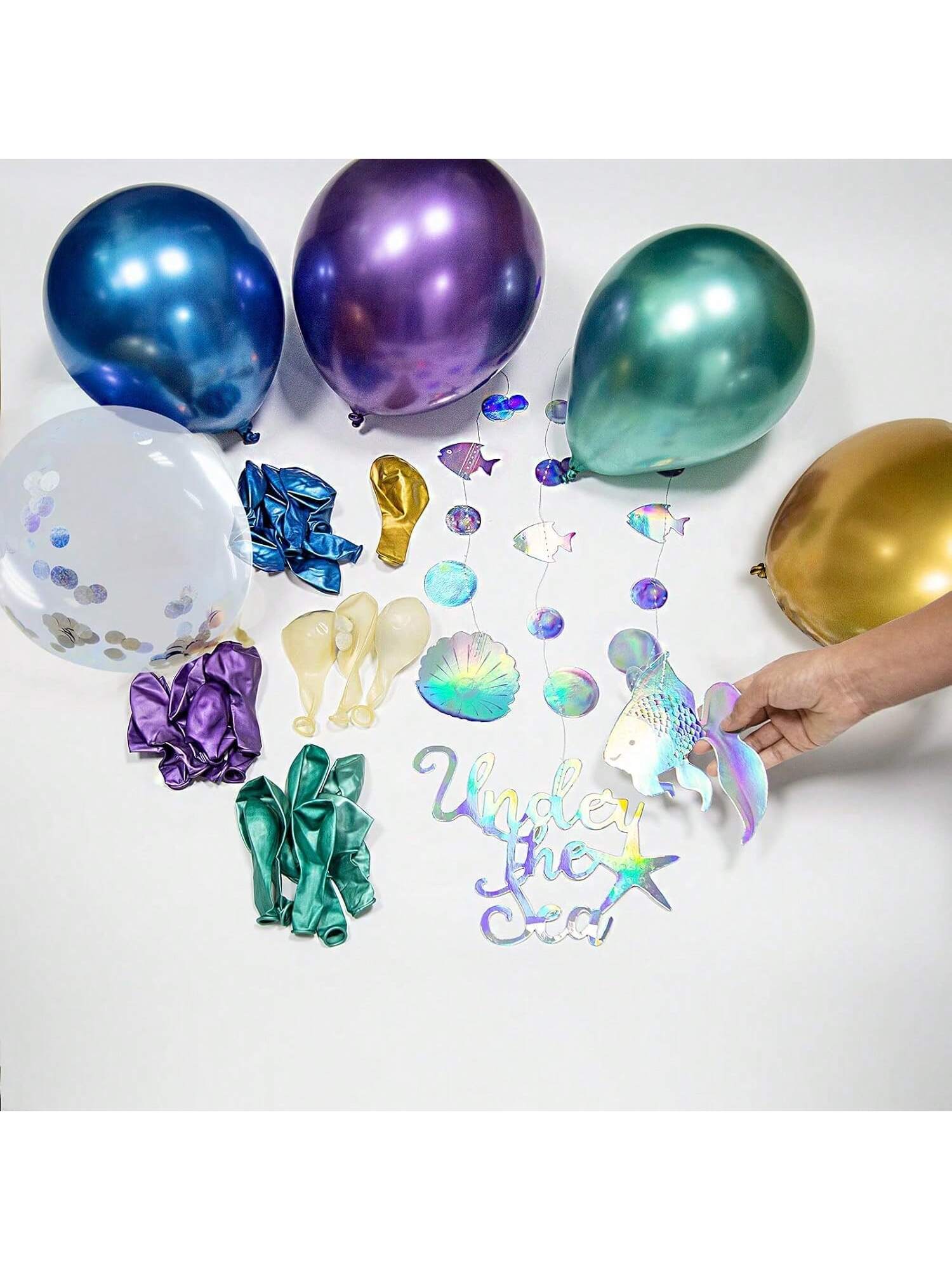 Iridescent Ocean Balloon Garland Mermaid Birthday Party Backdrop