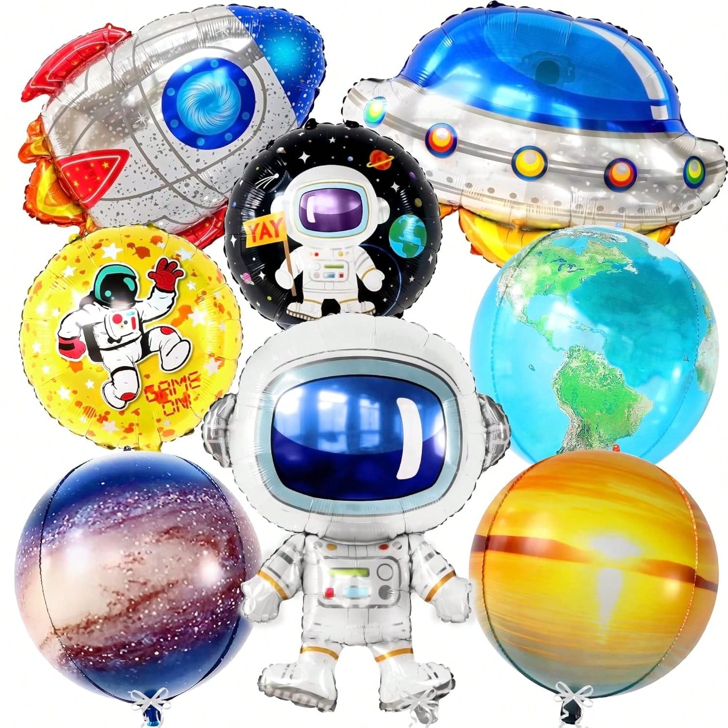 Large Astronaut Space Balloons 37in 8pcs Outer Space Party Decor