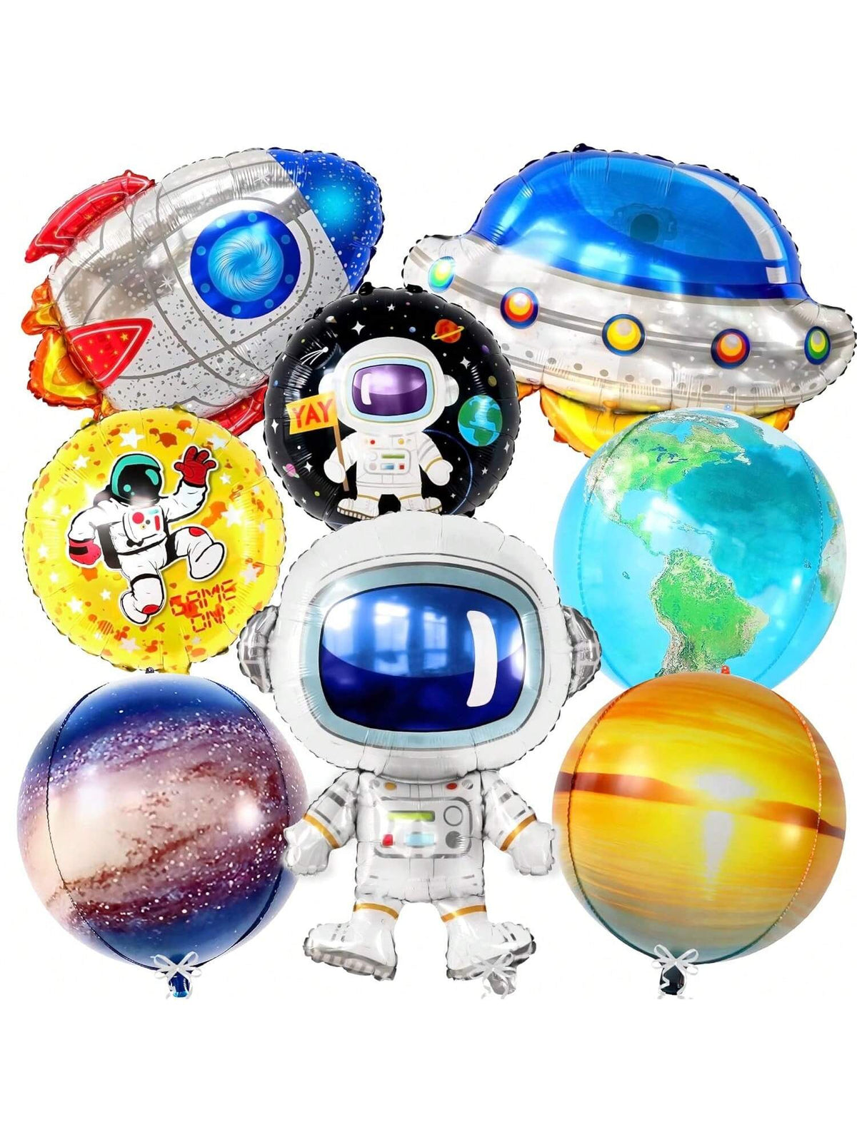 Large Astronaut Space Balloons 37in 8pcs Outer Space Party Decor