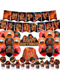 Lava Volcano Party Decoration Kit with Banner Cupcake Toppers and Balloons