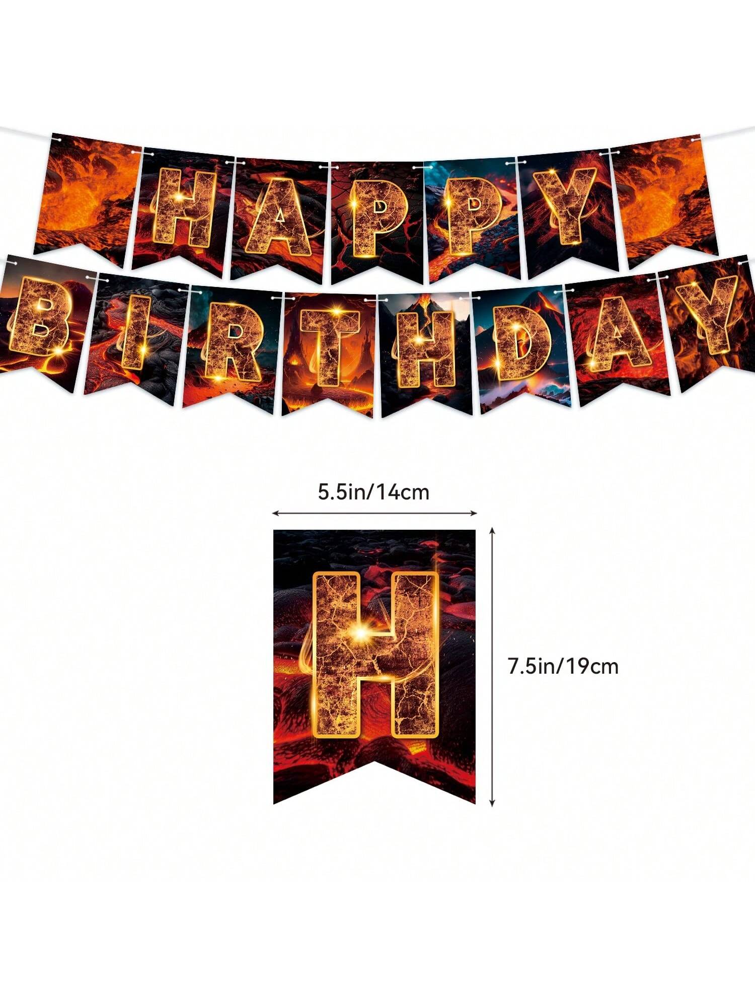 Lava Volcano Party Decoration Kit with Banner Cupcake Toppers and Balloons