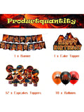 Lava Volcano Party Decoration Kit with Banner Cupcake Toppers and Balloons