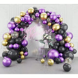 123pcs Metallic Balloon Arch Kit Purple Gold Black for Party & Celebration