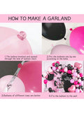 Pink & Black Balloon Arch Kit For Birthday Or Themed Party Decorations For Girls
