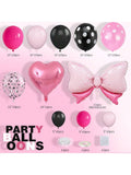 Pink & Black Balloon Arch Kit For Birthday Or Themed Party Decorations For Girls