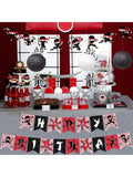 Red and Black Warrior Birthday Party Decorations for Boys with Banner and Toppers