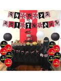 Red and Black Warrior Birthday Party Decorations for Boys with Banner and Toppers