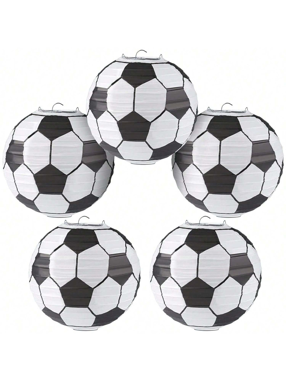 5-Pack 10-Inch Soccer Paper Lanterns for Sports Themed Birthday Parties