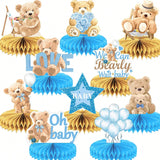 10-Pc Bear Honeycomb Centerpieces for Baby Showers Birthdays and Party Decor
