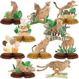 10-Pc Leopard and Cheetah Honeycomb Centerpieces for Jungle Birthday and Baby Shower