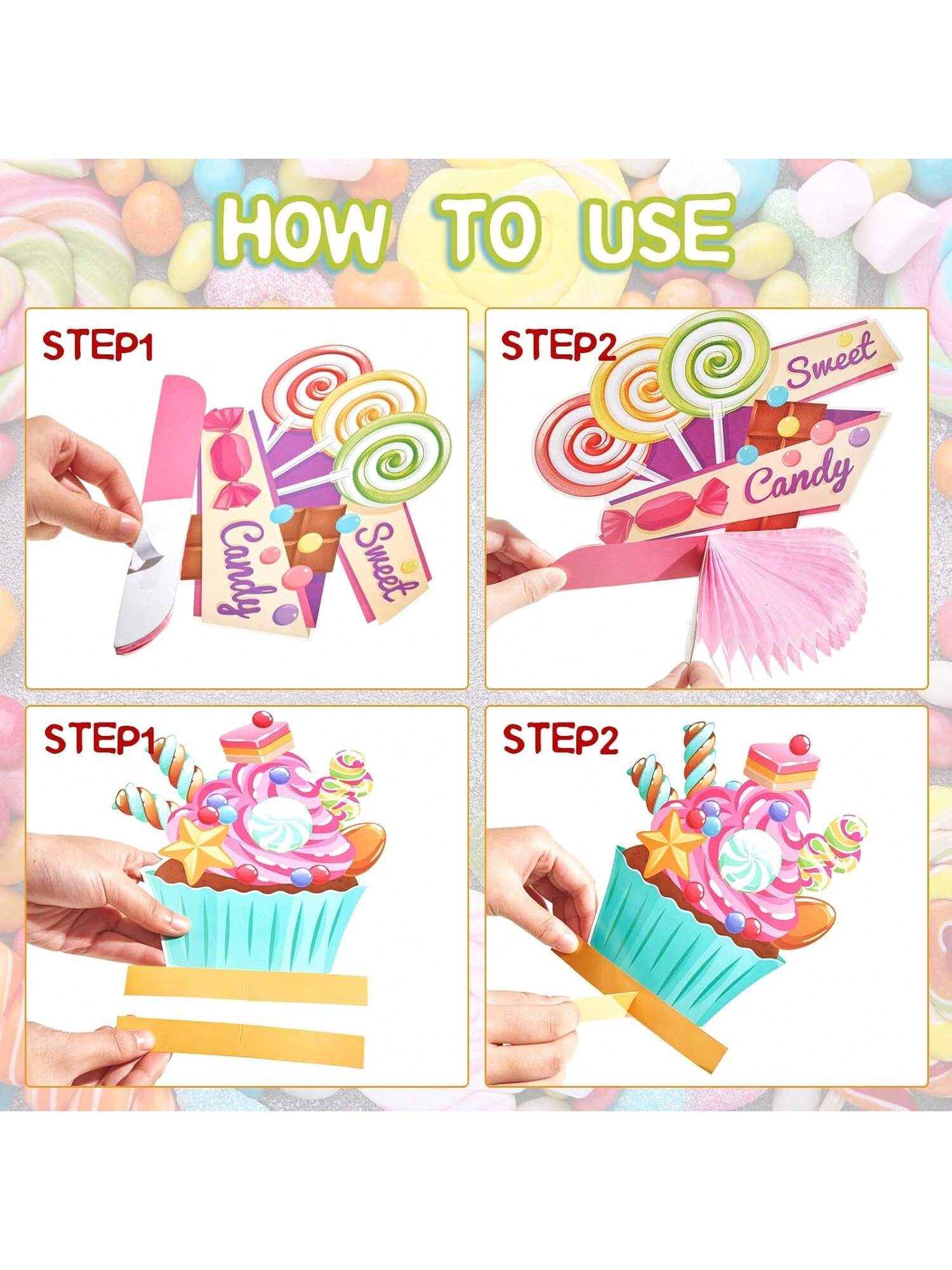 10PCS Candyland Honeycomb Table Centerpieces Birthday Baby Shower Decor