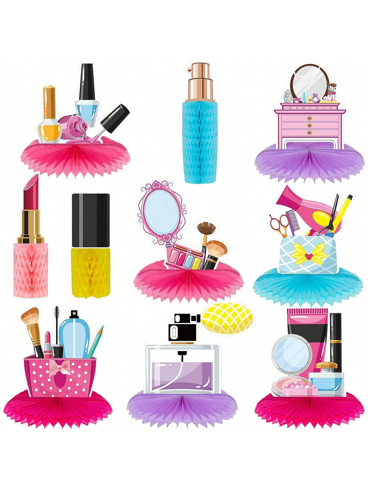 10-Pc Spa Honeycomb Centerpieces Makeup Table Decorations for Birthday and Party